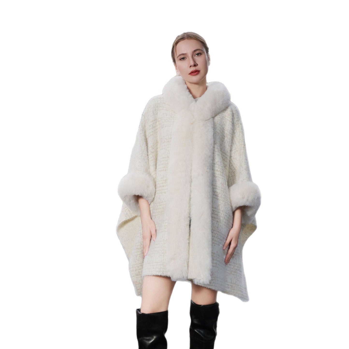 Evangeline Faux Fur Collar Shawl