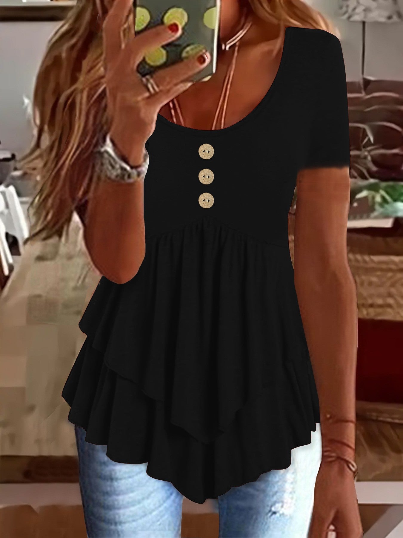 Elara Buttoned Casual Tee