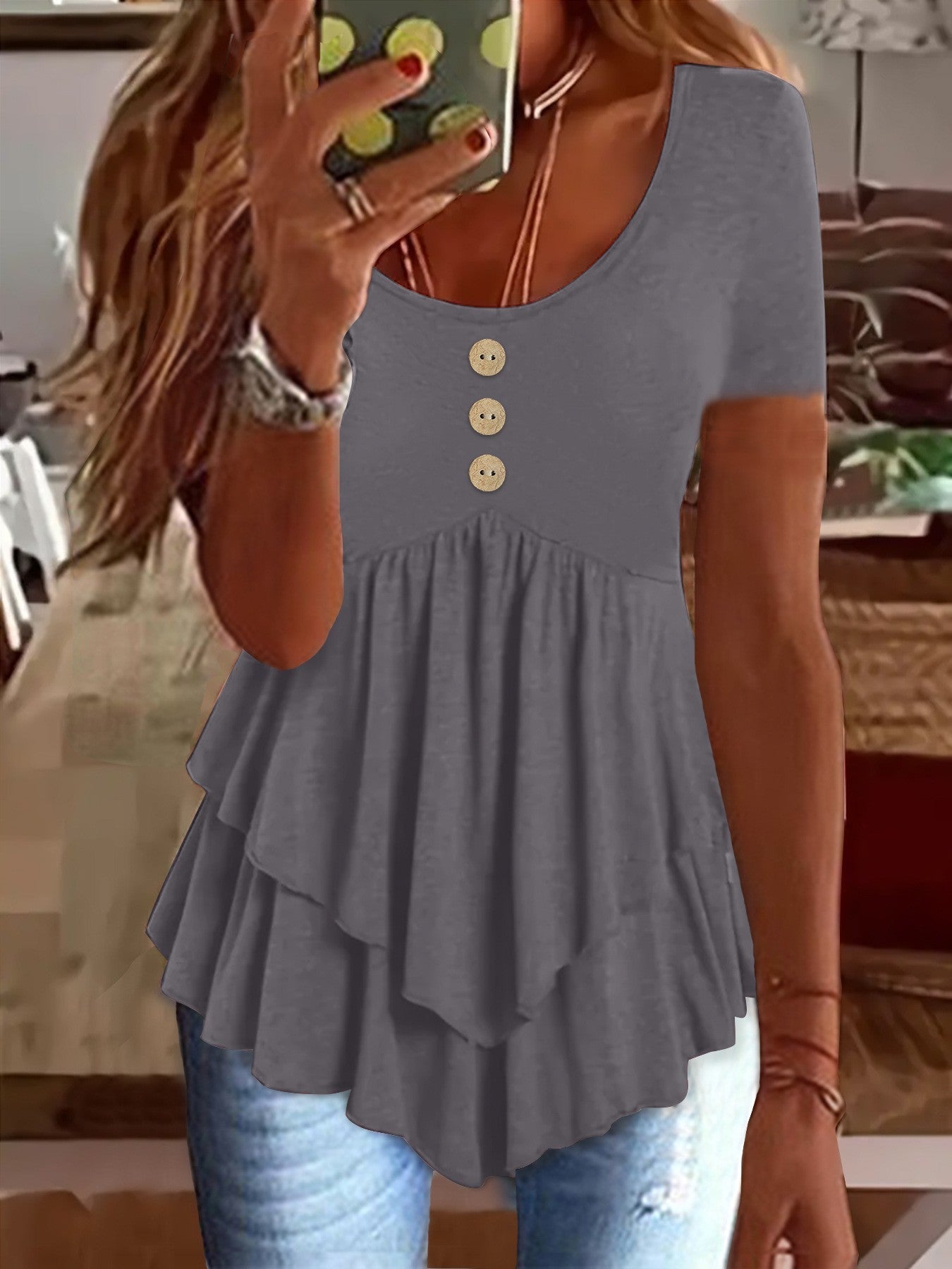 Elara Buttoned Casual Tee