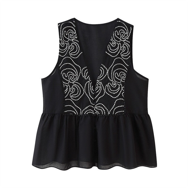 Elara Lace Embroidered Sleeveless Top