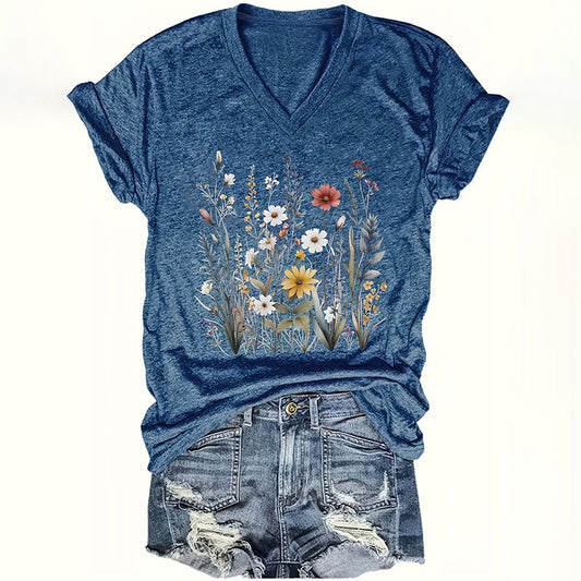 Marigold Wildflower V-Neck Tee