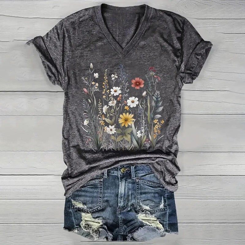 Marigold Wildflower V-Neck Tee