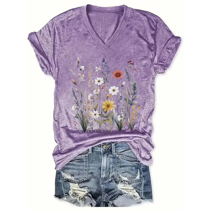 Marigold Wildflower V-Neck Tee